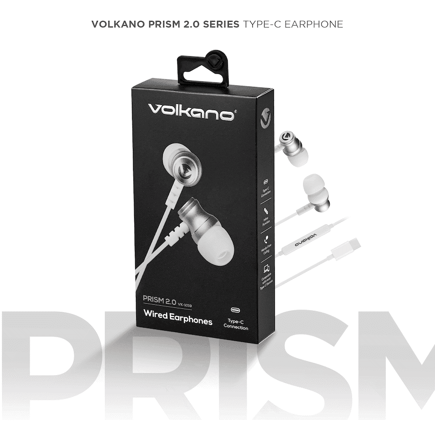 Volkano Prism 2.0 Series Type-C Earphone - White