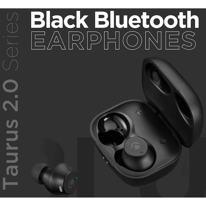 Volkano Taurus Series 2.0 True Wireless Earphones with Charging Case - Black