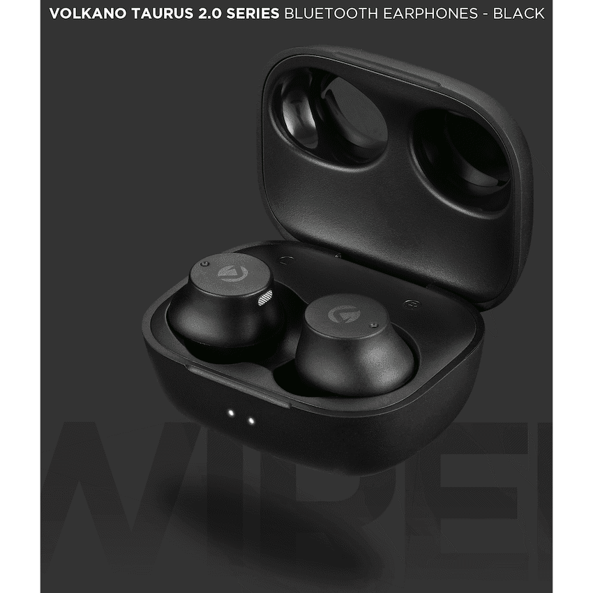 Volkano Taurus Series 2.0 True Wireless Earphones with Charging Case - Black