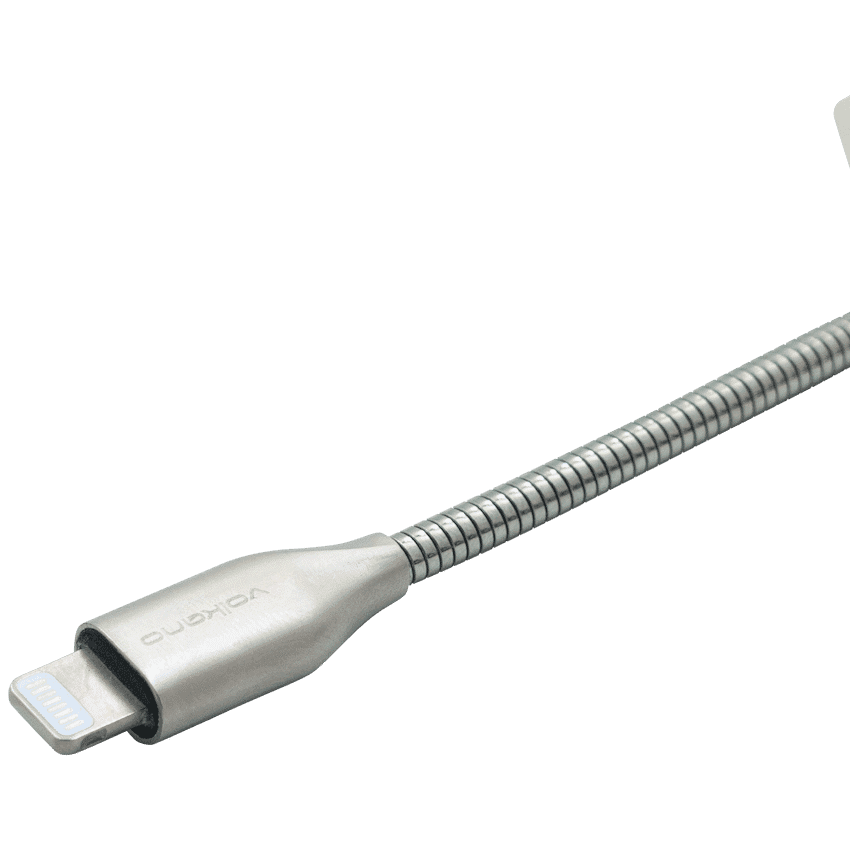 Volkano Iron Series Round Metallic Spring MFI Lightning Cable 1.2m - Silver