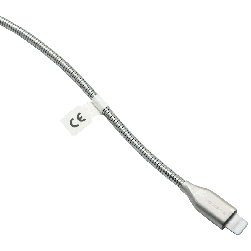 Volkano Iron Series Round Metallic Spring MFI Lightning Cable 1.2m - Silver