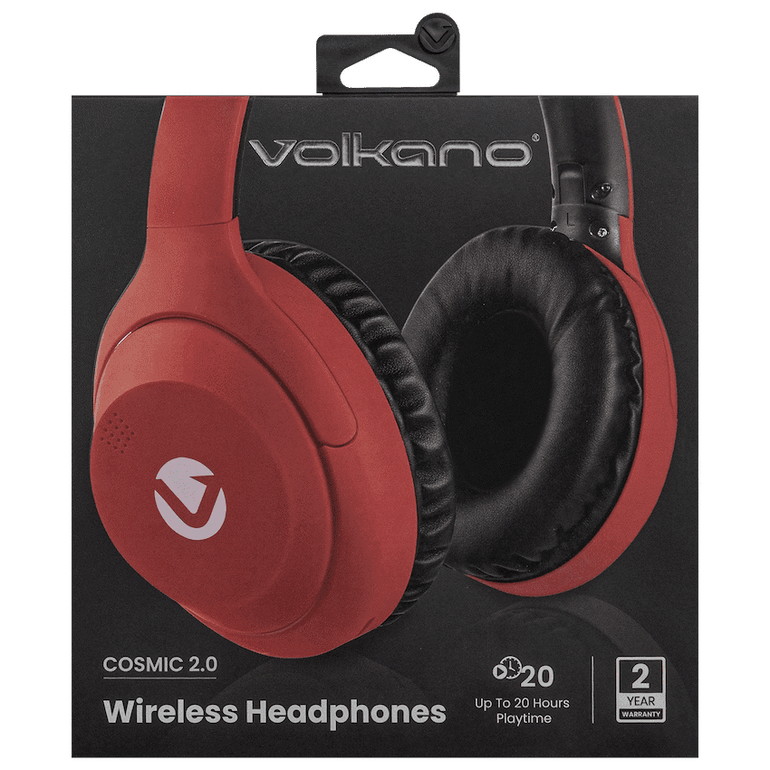 Volkano Cosmic 2 Series Bluetooth Headphones - Red