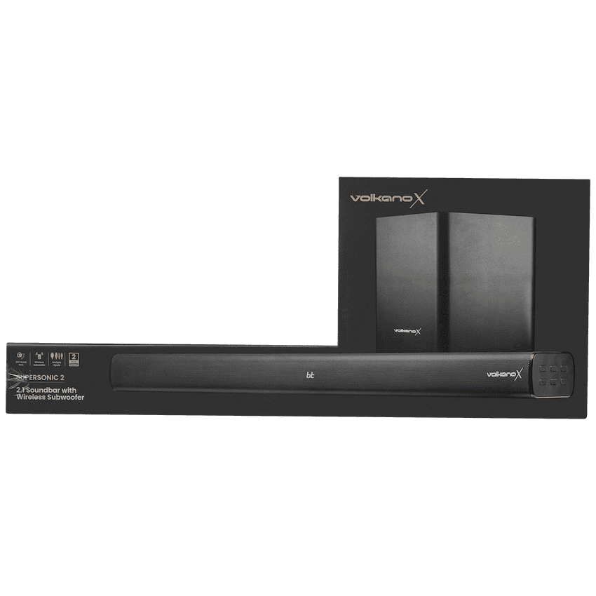 VolkanoX Supersonic 2 Series 2.1 200w Soundbar System with Wireless Subwoofer - Black