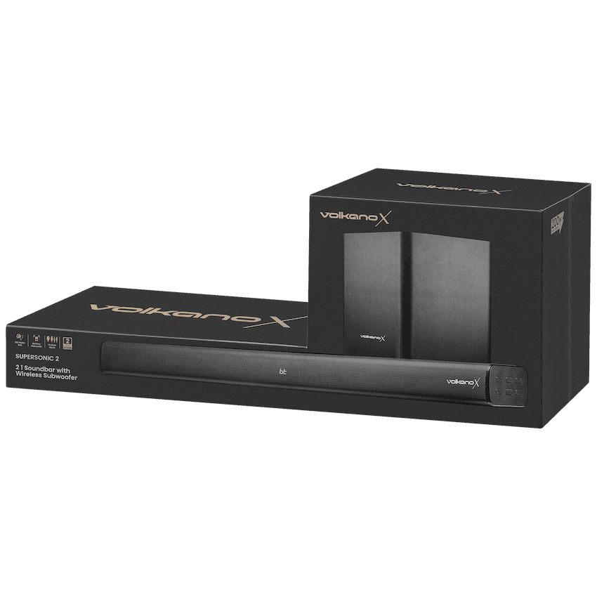 VolkanoX Supersonic 2 Series 2.1 200w Soundbar System with Wireless Subwoofer - Black