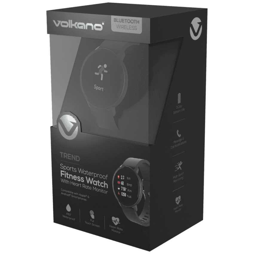 Volkano Active Tech Trend series Watch with heart rate monitor - Black