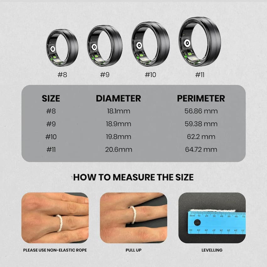 Volkano Ring Series Smart Ring with Charge Case - Black 18.1mm