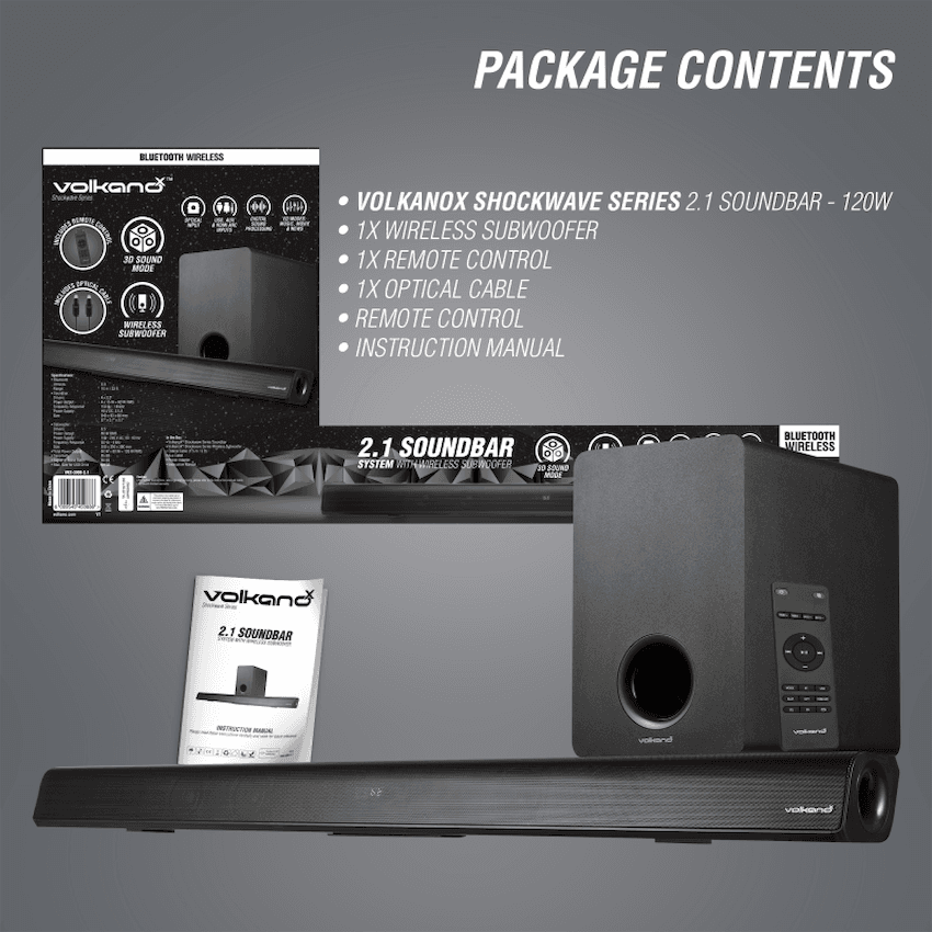VolkanoX Shockwave Series 120w 2.1 Soundbar