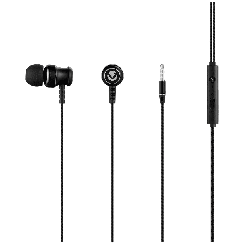 Volkano Earphones with Mic - STANNIC SERIES - Black
