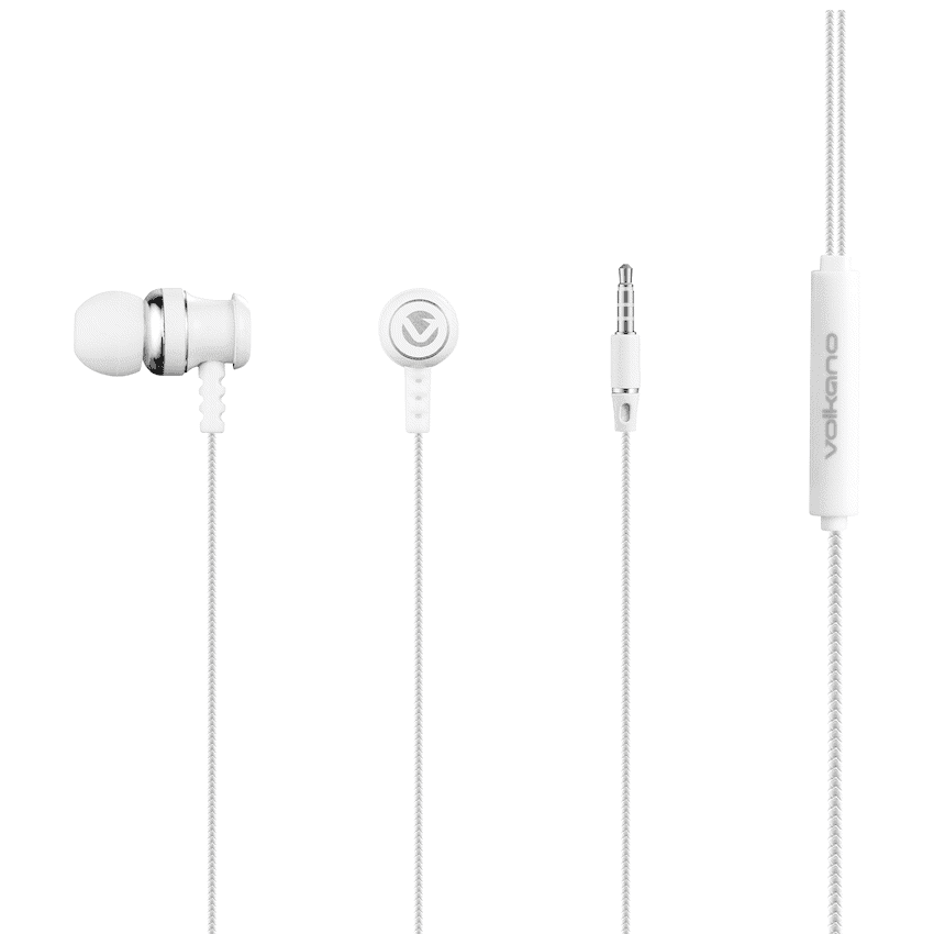 Volkano Earphones with Mic - Stannic Series - White