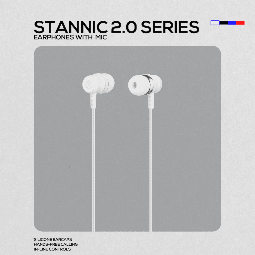 Volkano Earphones with Mic - Stannic Series - White