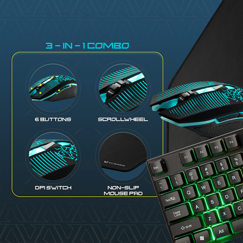 VX Gaming Artemis series 3-in-1 Combo KB, Mouse, Mousepad