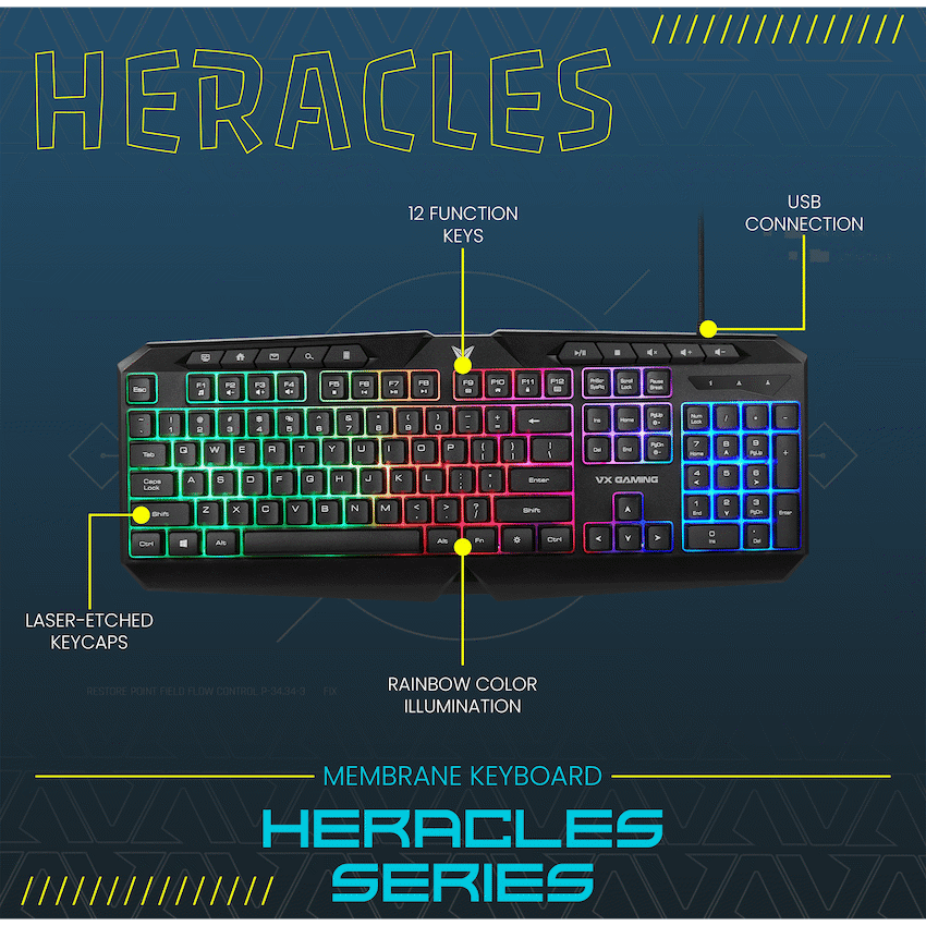 VX Gaming Heracles Series 4-in-1 Combo KB, Mouse, Mousepad, Headset