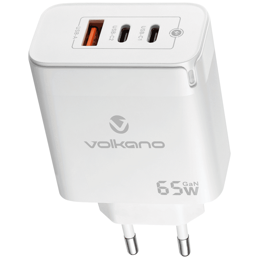 Volkano Potent Trio 65w GaN 3 Port Wall Charger