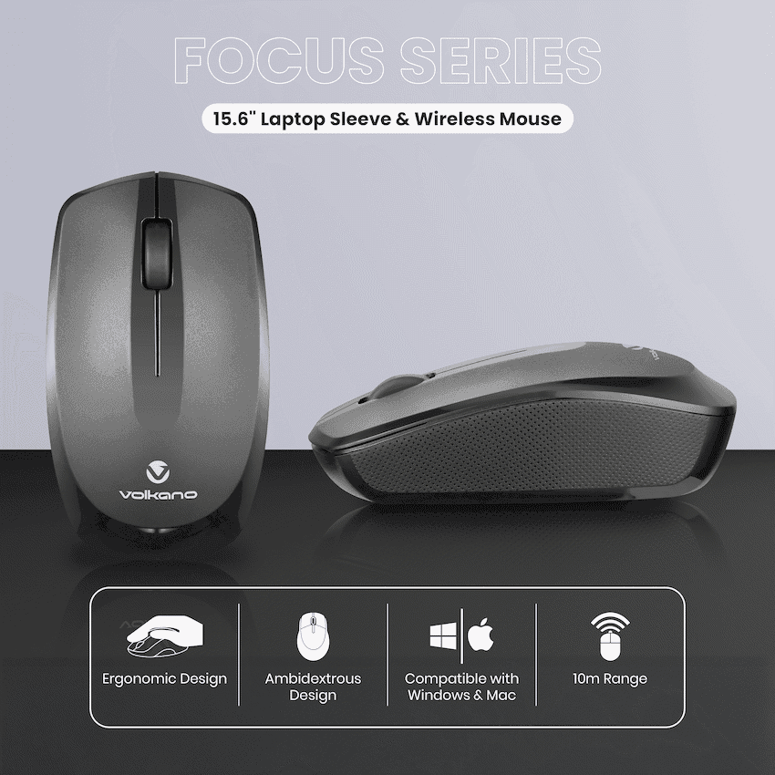 Volkano Focus Series 15.6" Laptop Sleeve & Wireless Mouse