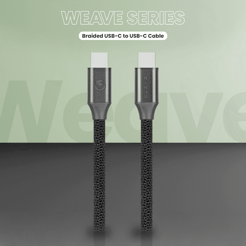 Volkano Weave Series Type-C to Type-C Cable (1.2m, 60w) - Black