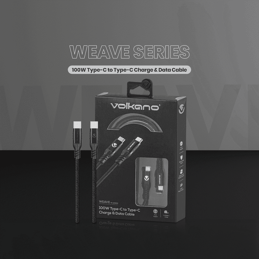Volkano Weave Series 100w Type-C to Type-C 1.2m