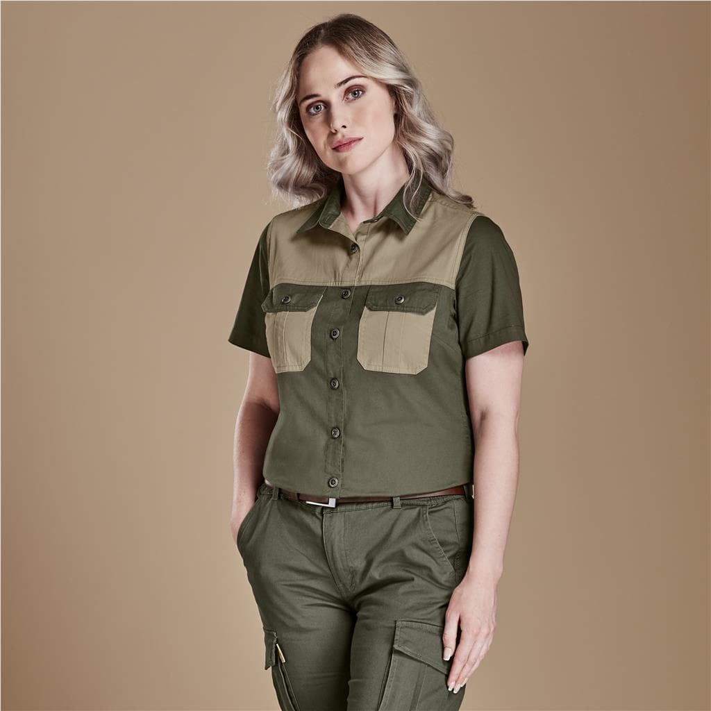 Ladies Short Sleeve Serengeti 2-Tone Bush Shirt thumbnail 3