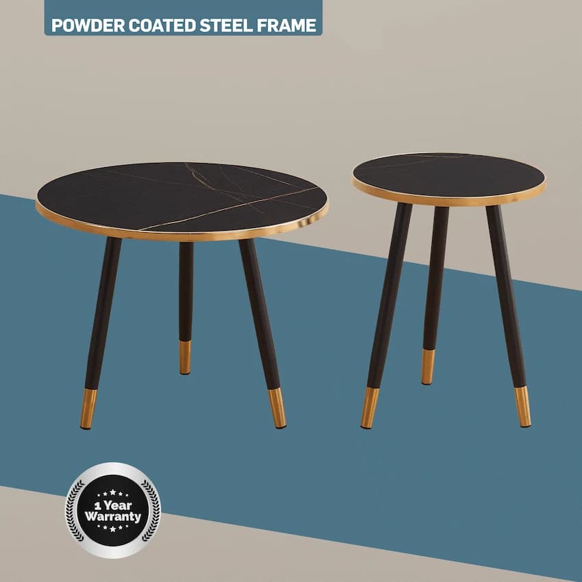 Everfurn Diana Coffee Table Black Marble with Black Legs thumbnail 6