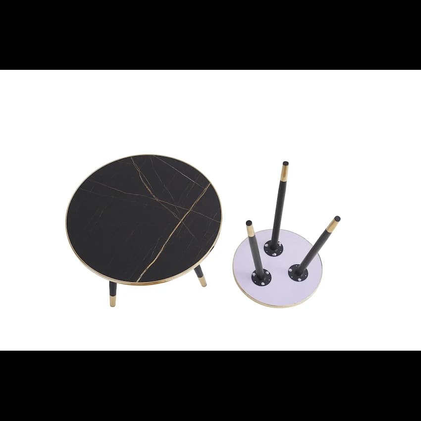 Everfurn Diana Coffee Table Black Marble with Black Legs thumbnail 7