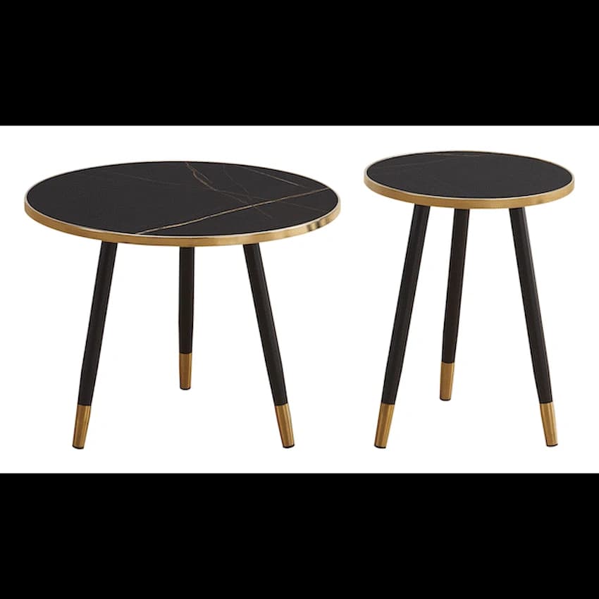 Everfurn Diana Coffee Table Black Marble with Black Legs thumbnail 8