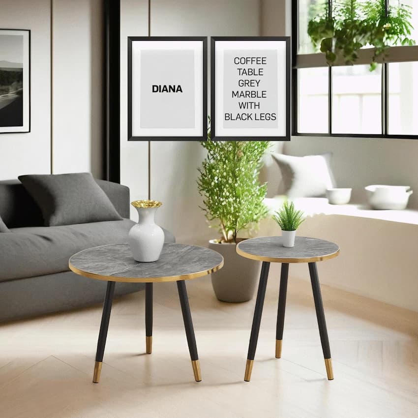 Everfurn Diana Coffee Table Black Marble with Black Legs thumbnail 13