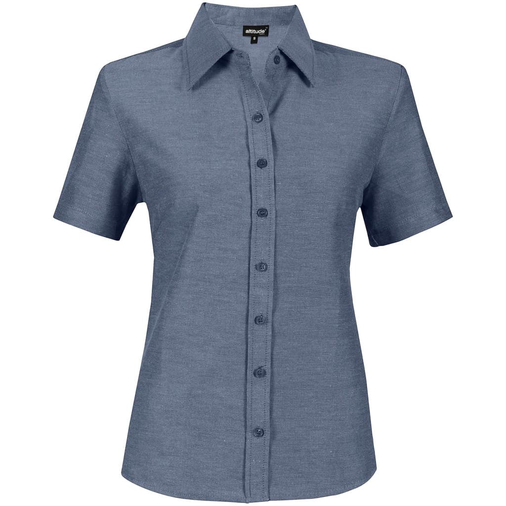 Ladies Short Sleeve Oxford Shirt – Light Blue thumbnail 2