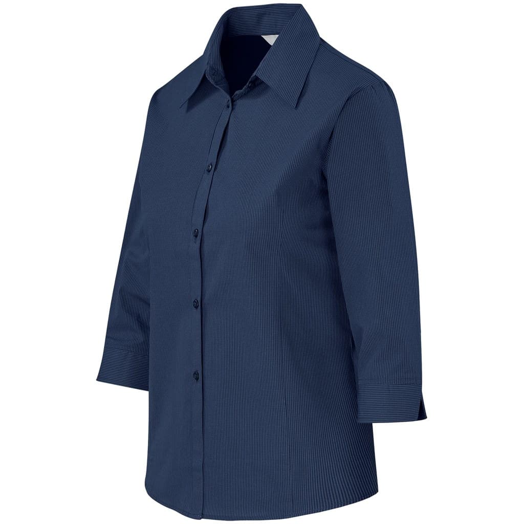 Ladies 3/4 Sleeve Micro Check Shirt thumbnail 6