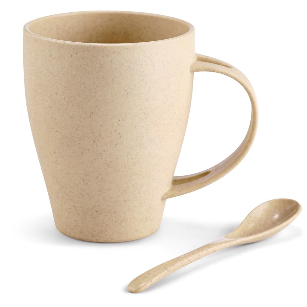 Okiyo Kawai Wheat Straw Mug & Spoon – 350ml