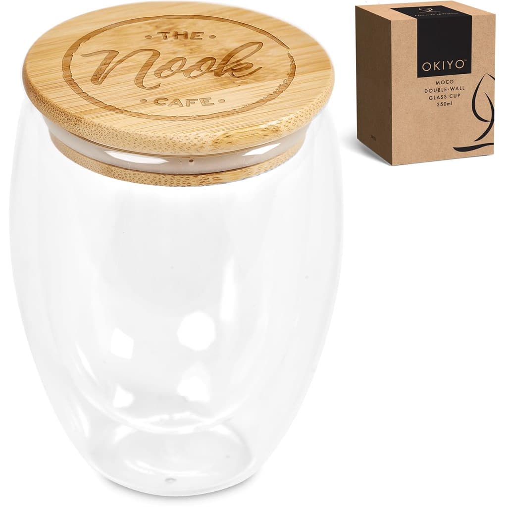 Okiyo Moco Glass & Bamboo Double-Wall Cup – 350ml thumbnail 5