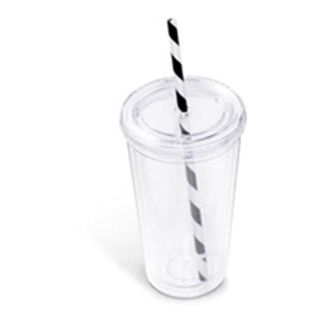 Malibu Double-Wall Plastic Tumbler & Straw – 470ml