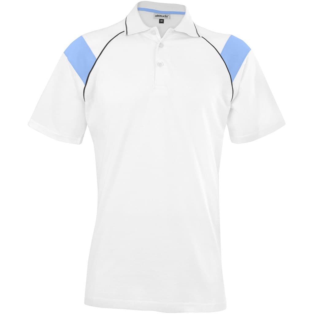 Mens Score Golf Shirt – White Light Blue