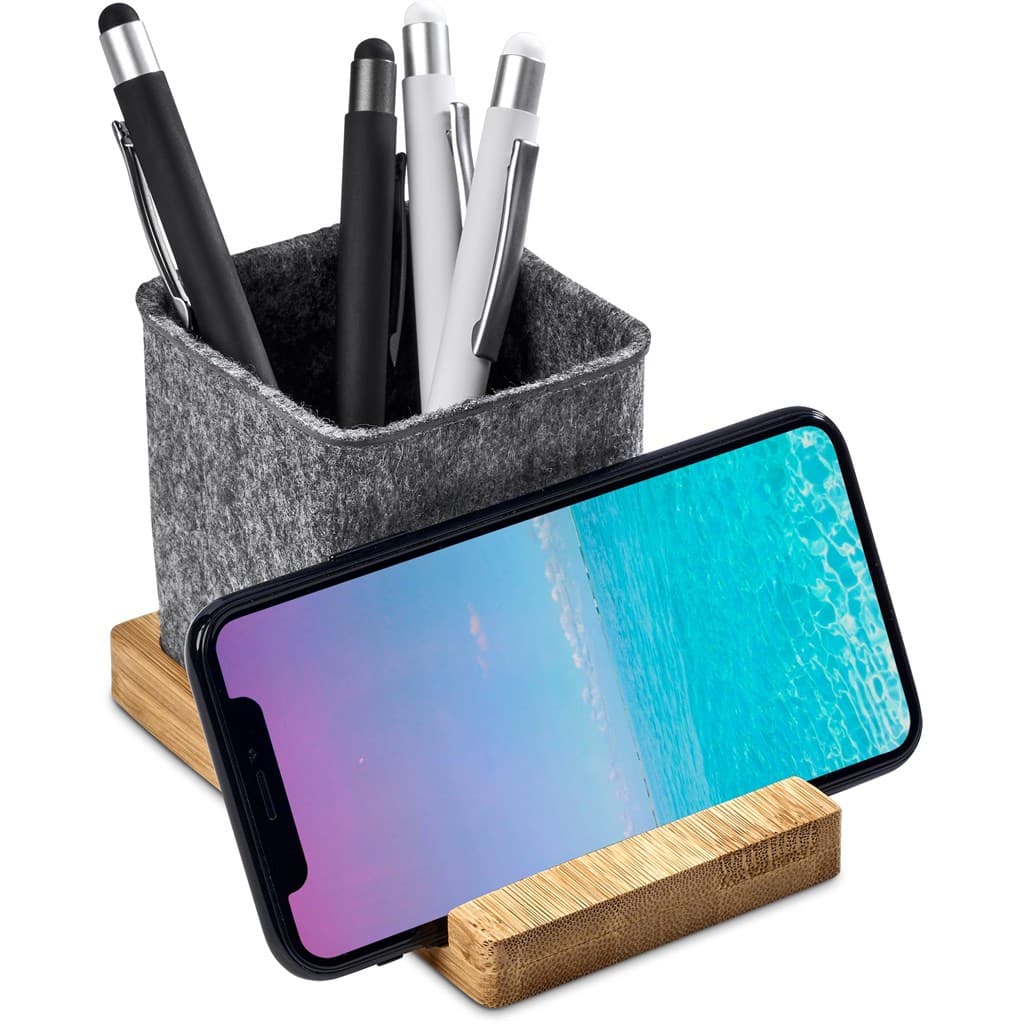 Okiyo Kyadi Recycled PET & Bamboo Desk Caddy Phone Stand thumbnail 11