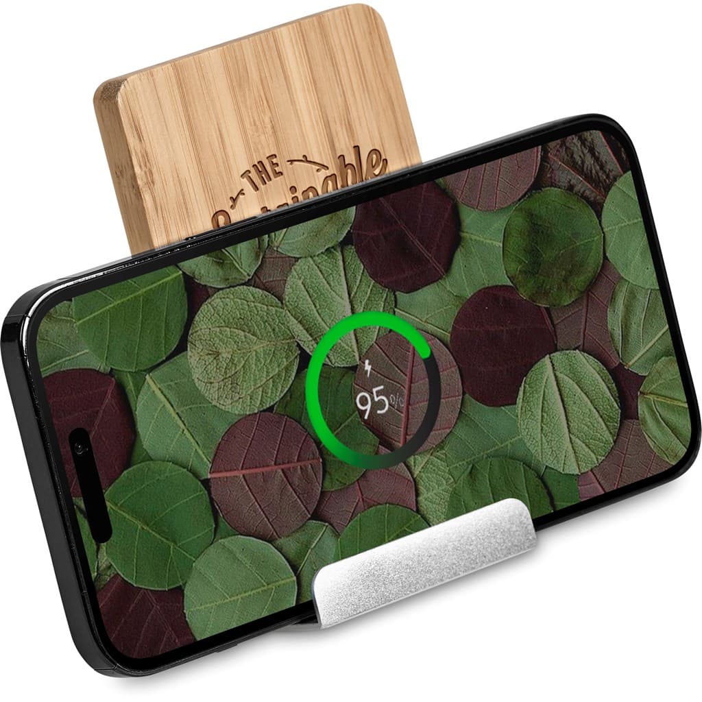 Okiyo Hakka Bamboo & Recycled Aluminium Wireless Charging Phone Stand thumbnail 7