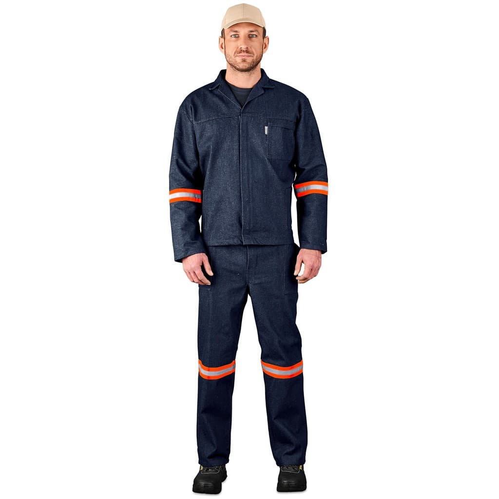 Vintage 100% Cotton Denim Conti Suit – Reflective Arms & Legs – Orange Tape