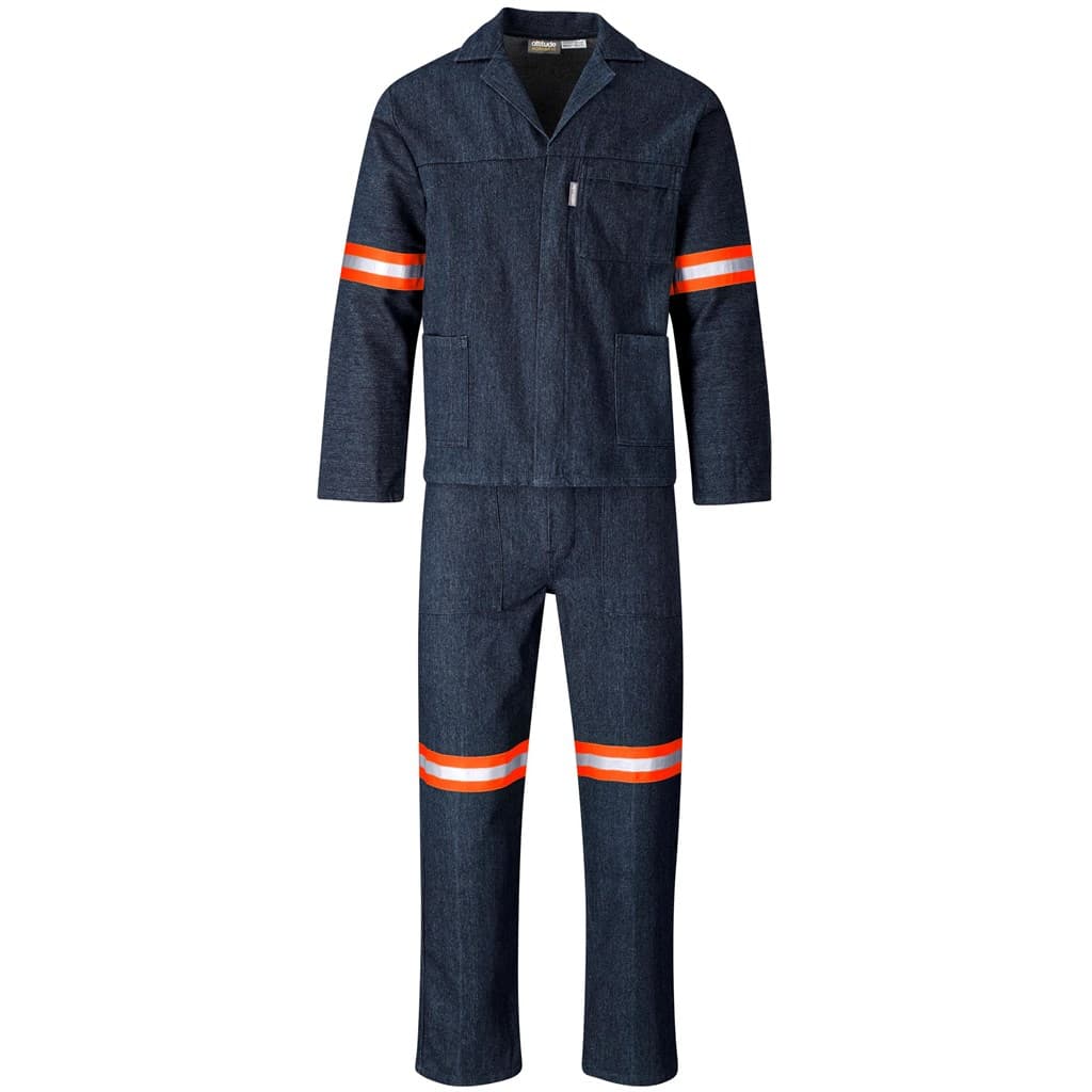 Vintage 100% Cotton Denim Conti Suit – Reflective Arms & Legs – Orange Tape thumbnail 2
