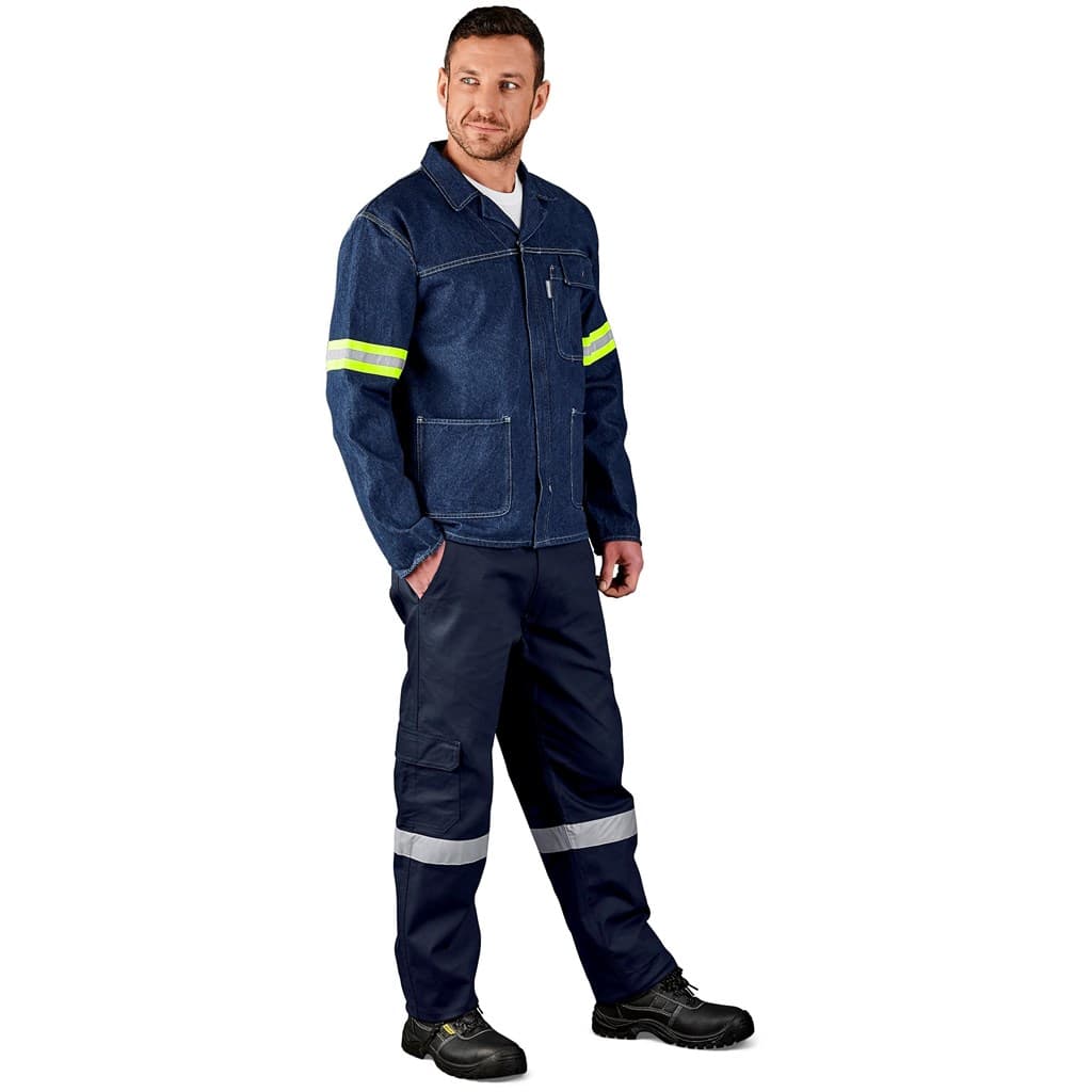 Cast Premium 100% Cotton Denim Jacket – Reflective Arms – Yellow Tape