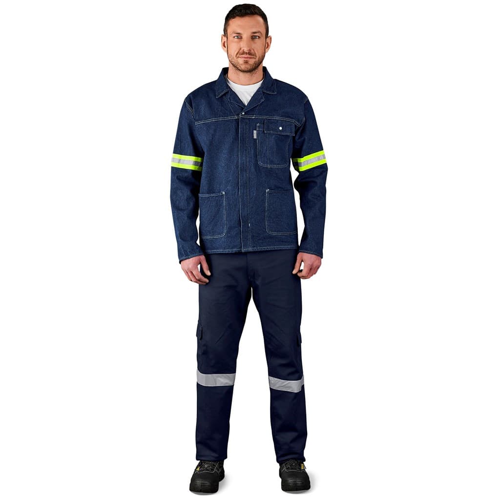 Cast Premium 100% Cotton Denim Jacket – Reflective Arms – Yellow Tape thumbnail 4