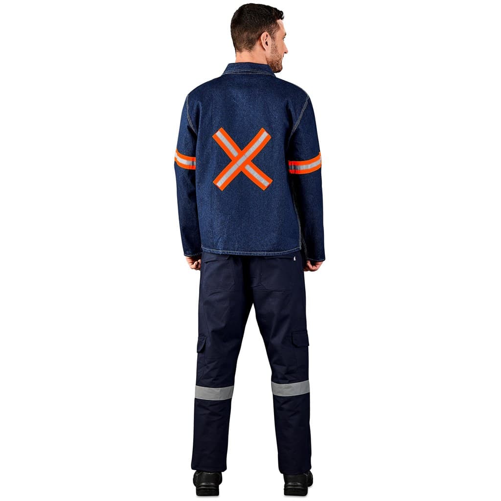 Cast Premium 100% Cotton Denim Jacket – Reflective Arms & Back – Orange Tape
