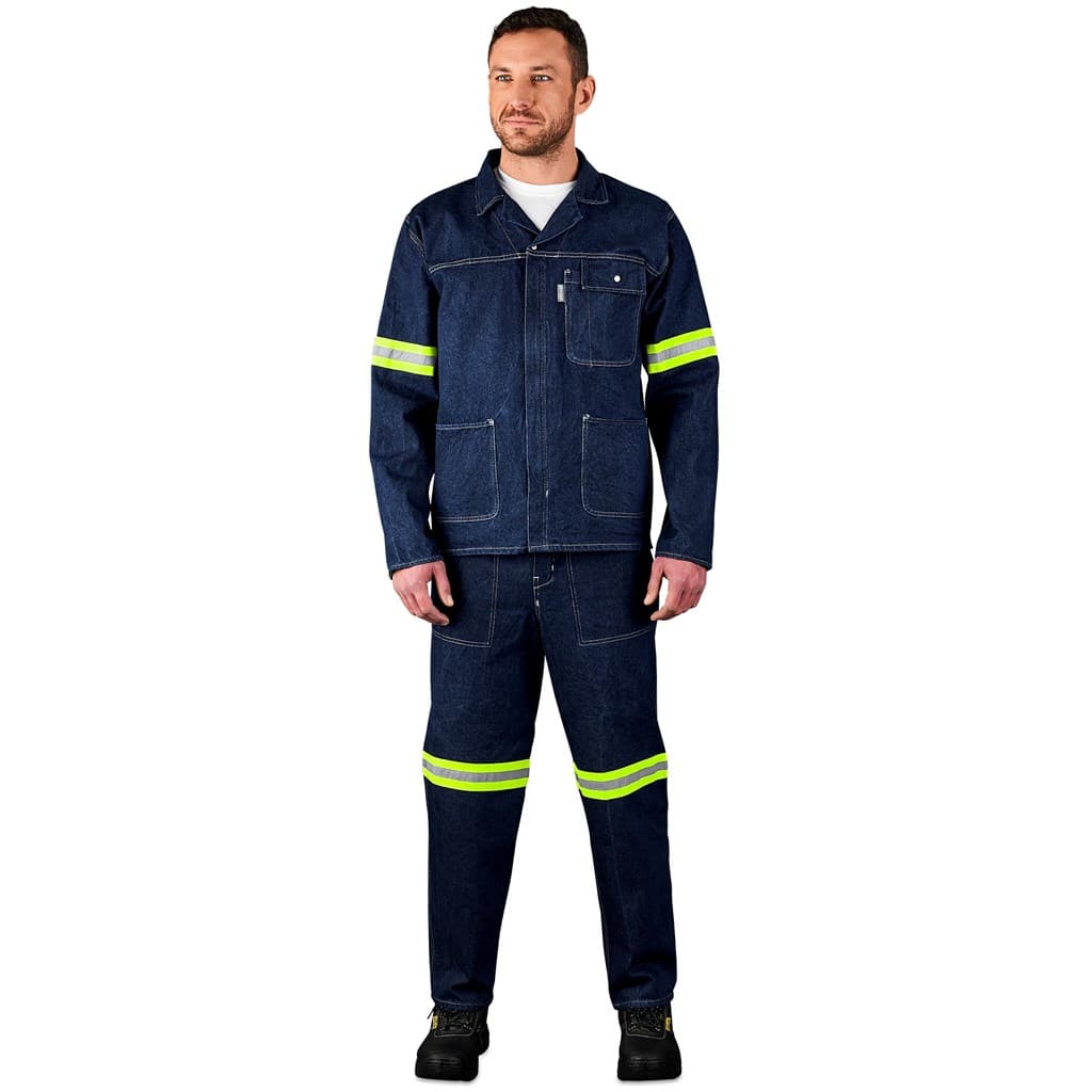 Cast Premium 100% Cotton Denim Pants – Reflective Legs – Yellow Tape thumbnail 3