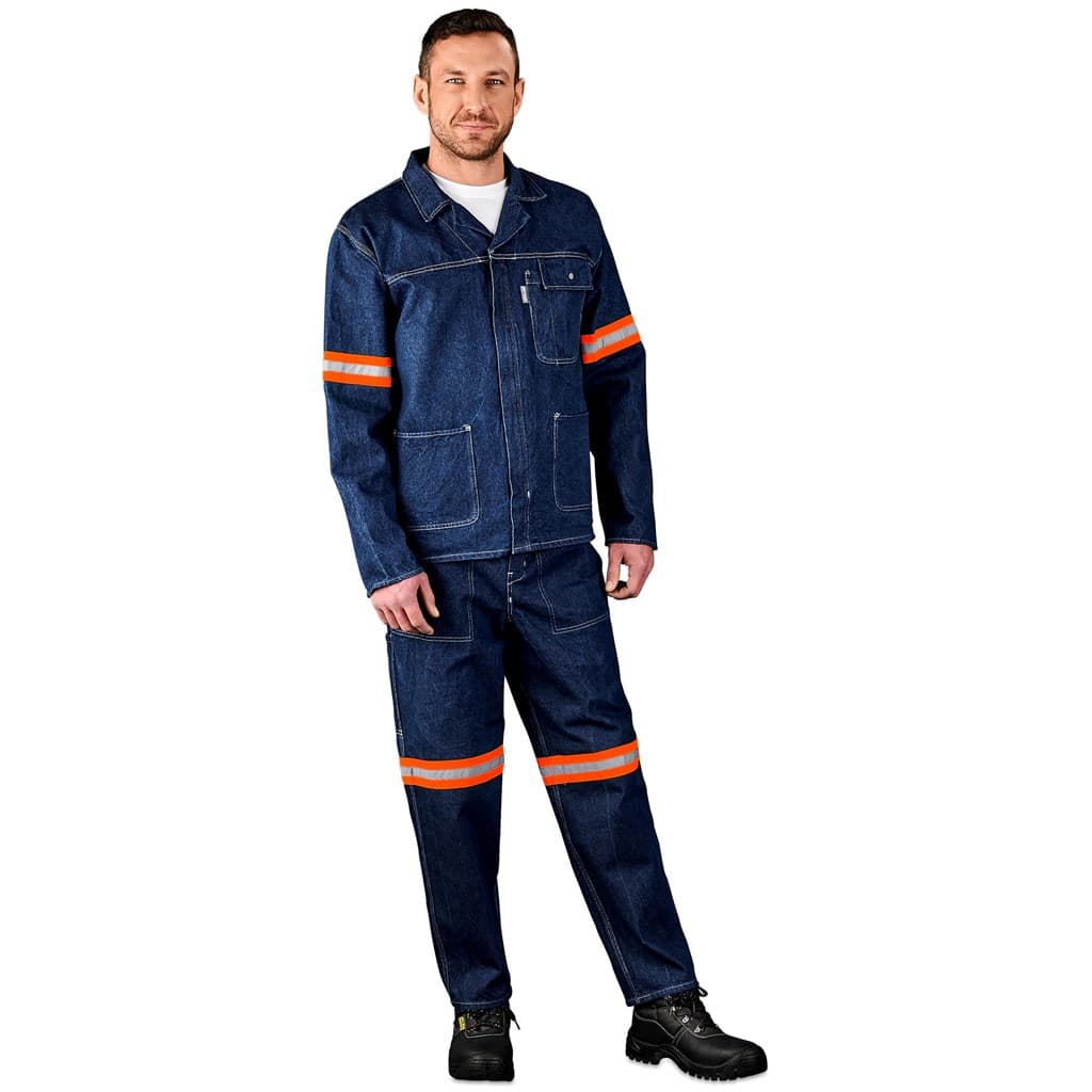 Cast Premium 100% Cotton Denim Pants – Reflective Legs – Orange Tape