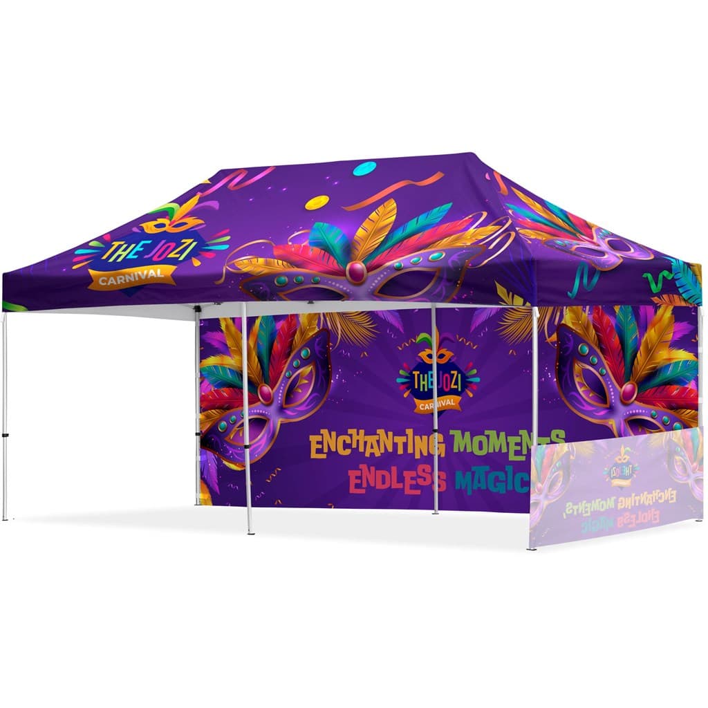 Coated Steel Sublimated Gazebo 6m x 3m – 1 Short Half-Wall Skin – 1 Long Full Wall Skin