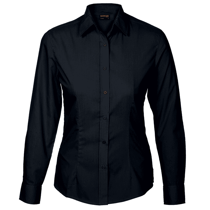 Basic Poly Cotton Blouse Long Sleeve Ladies thumbnail 3