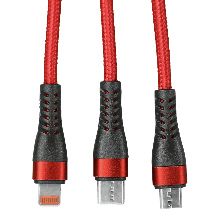 1.2m 3-In-1 Charger Cable Allum alloy and Braiding thumbnail 2