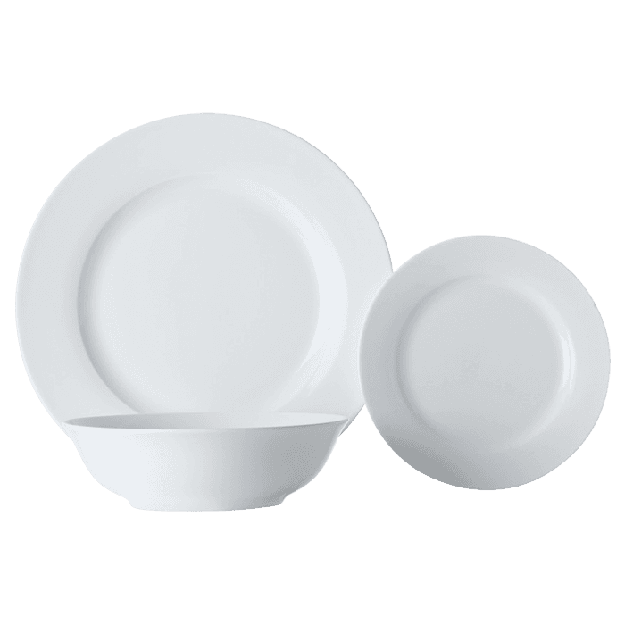 White Basics European Rim Dinner Set 18 Piece