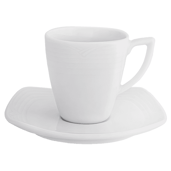 Arctic White Sqaure Espresso Cup and Saucer