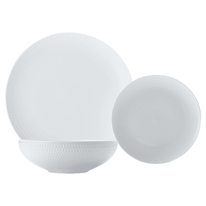 White Basics Diamonds Dinner Set 12 Piece