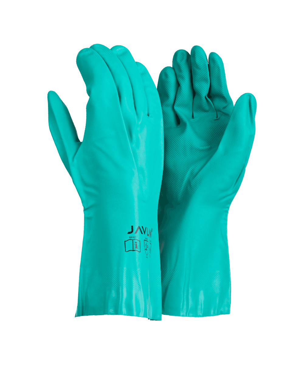 Green Nitrile Flock Lined Gloves