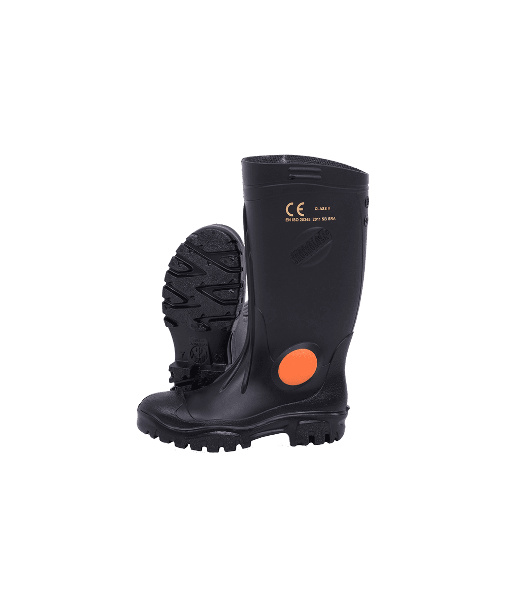 Black/Black Knee Length Heavy Duty Steel Toe Recycled Gumboot