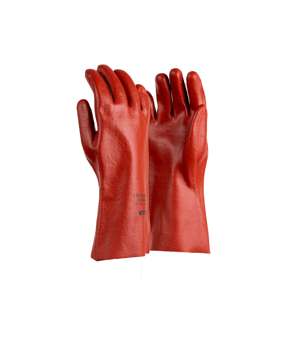 PVC Mediumweight Red/Brown Elbow Length Gloves – 40cm