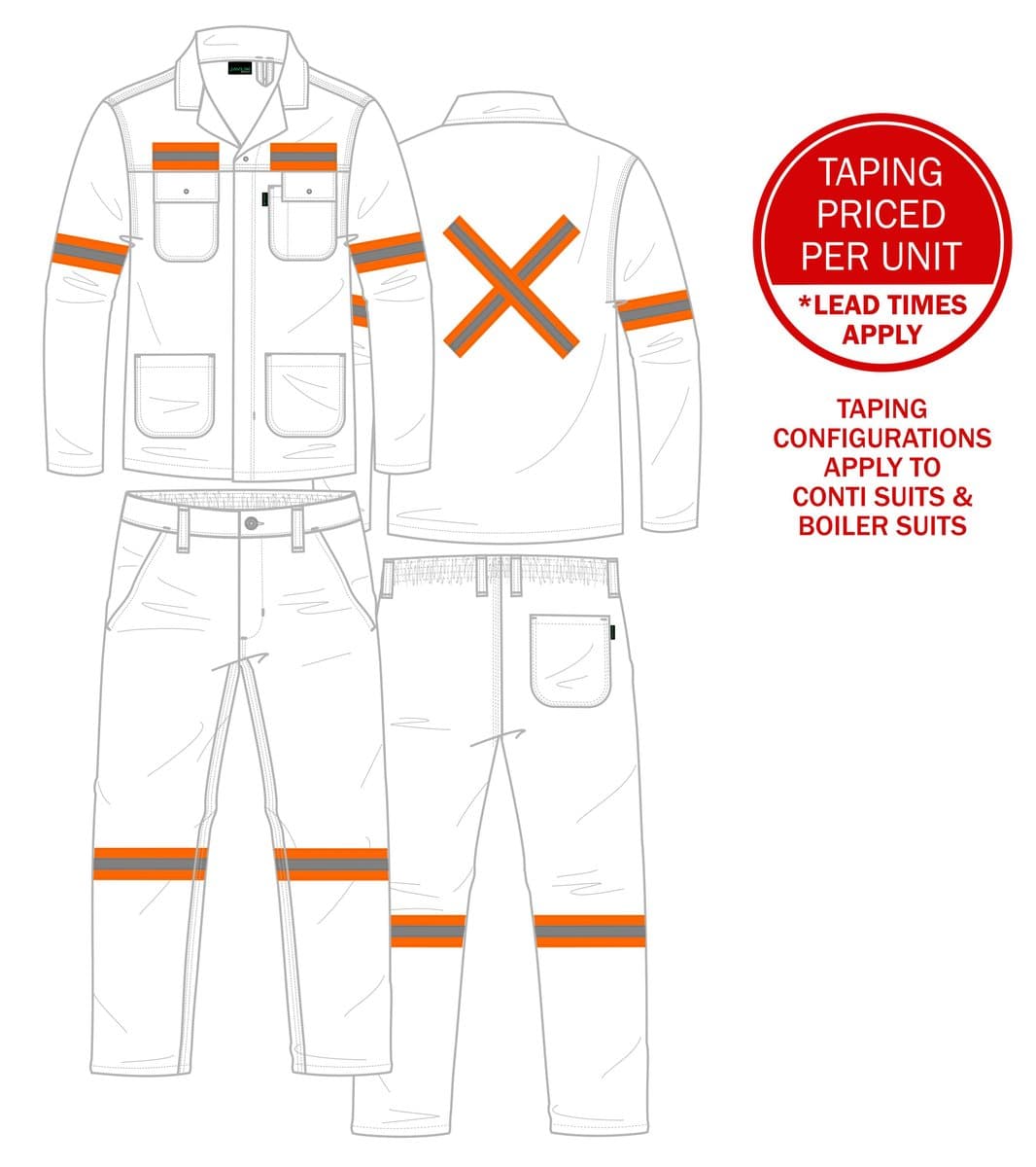 Orange Silver Orange, Two Arms, Two Legs, Front & Back Cross